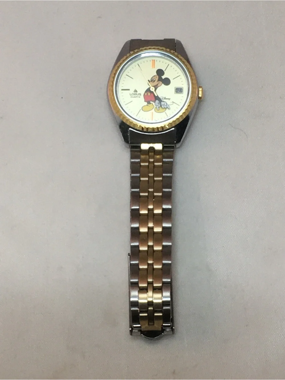 Vintage Disney Mickey Mouse Two-Tone Stainless Steel Wristwatch